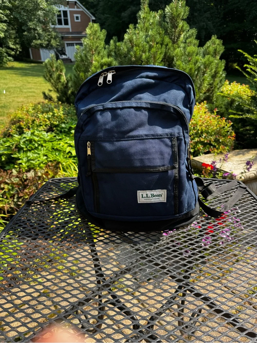 Vintage 90s L.L. Bean Dark Navy Canvas Daypack Backpack